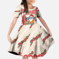 Hawaii Christmas Six Seven Family Matching Off Shoulder Short Dress and Hawaiian Shirt Mele Kalikimaka Funny Santa 67 Gen Alpha Slang LT14 Daughter's Dress Red - Polynesian Pride