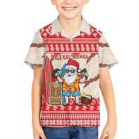 Hawaii Christmas Six Seven Family Matching Off Shoulder Short Dress and Hawaiian Shirt Mele Kalikimaka Funny Santa 67 Gen Alpha Slang LT14 - Polynesian Pride