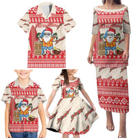 Hawaii Christmas Six Seven Family Matching Puletasi and Hawaiian Shirt Mele Kalikimaka Funny Santa 67 Gen Alpha Slang LT14 - Polynesian Pride