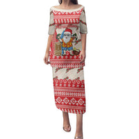 Hawaii Christmas Six Seven Family Matching Puletasi and Hawaiian Shirt Mele Kalikimaka Funny Santa 67 Gen Alpha Slang LT14 Red - Polynesian Pride