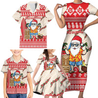 Hawaii Christmas Six Seven Family Matching Short Sleeve Bodycon Dress and Hawaiian Shirt Mele Kalikimaka Funny Santa 67 Gen Alpha Slang LT14 - Polynesian Pride