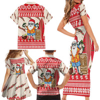 Hawaii Christmas Six Seven Family Matching Short Sleeve Bodycon Dress and Hawaiian Shirt Mele Kalikimaka Funny Santa 67 Gen Alpha Slang LT14 - Polynesian Pride