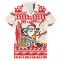 Hawaii Christmas Six Seven Family Matching Short Sleeve Bodycon Dress and Hawaiian Shirt Mele Kalikimaka Funny Santa 67 Gen Alpha Slang LT14 Dad's Shirt - Short Sleeve Red - Polynesian Pride