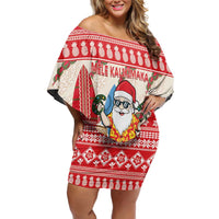 Hawaii Christmas Six Seven Off Shoulder Short Dress Mele Kalikimaka Funny Santa 67 Gen Alpha Slang - Polynesian Pride