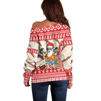 Hawaii Christmas Six Seven Off Shoulder Sweater Mele Kalikimaka Funny Santa 67 Gen Alpha Slang - Polynesian Pride