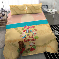 Aloha Hawaii Mele Kalikimaka Bedding Set Beachy Funny Santa Hawaiian Lei - Polynesian Pride