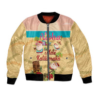 Aloha Hawaii Mele Kalikimaka Bomber Jacket Beachy Funny Santa Hawaiian Lei - Polynesian Pride