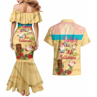 Aloha Hawaii Mele Kalikimaka Couples Matching Mermaid Dress and Hawaiian Shirt Beachy Funny Santa Hawaiian Lei LT14 - Polynesian Pride
