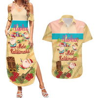 Aloha Hawaii Mele Kalikimaka Couples Matching Summer Maxi Dress and Hawaiian Shirt Beachy Funny Santa Hawaiian Lei - Polynesian Pride