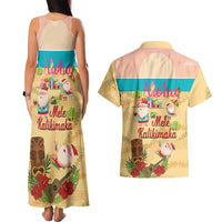 Aloha Hawaii Mele Kalikimaka Couples Matching Tank Maxi Dress and Hawaiian Shirt Beachy Funny Santa Hawaiian Lei LT14 - Polynesian Pride