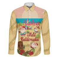 Aloha Hawaii Mele Kalikimaka Family Matching Long Sleeve Bodycon Dress and Hawaiian Shirt Beachy Funny Santa Hawaiian Lei LT14 Dad's Shirt - Long Sleeve Yellow - Polynesian Pride