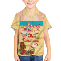 Aloha Hawaii Mele Kalikimaka Family Matching Off The Shoulder Long Sleeve Dress and Hawaiian Shirt Beachy Funny Santa Hawaiian Lei LT14 - Polynesian Pride