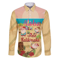 Aloha Hawaii Mele Kalikimaka Family Matching Puletasi and Hawaiian Shirt Beachy Funny Santa Hawaiian Lei LT14 Dad's Shirt - Long Sleeve Yellow - Polynesian Pride