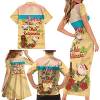 Aloha Hawaii Mele Kalikimaka Family Matching Short Sleeve Bodycon Dress and Hawaiian Shirt Beachy Funny Santa Hawaiian Lei LT14 - Polynesian Pride