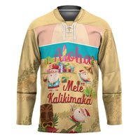 Aloha Hawaii Mele Kalikimaka Hockey Jersey Beachy Funny Santa Hawaiian Lei LT14 Unisex Yellow - Polynesian Pride