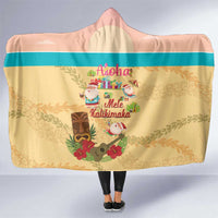 Aloha Hawaii Mele Kalikimaka Hooded Blanket Beachy Funny Santa Hawaiian Lei - Polynesian Pride