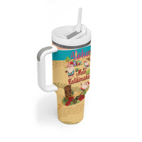 Aloha Hawaii Mele Kalikimaka Tumbler With Handle Beachy Funny Santa Hawaiian Lei - Polynesian Pride