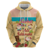 Aloha Hawaii Mele Kalikimaka Zip Hoodie Beachy Funny Santa Hawaiian Lei - Polynesian Pride