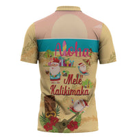 Aloha Hawaii Mele Kalikimaka Zipper Polo Shirt Beachy Funny Santa Hawaiian Lei - Polynesian Pride