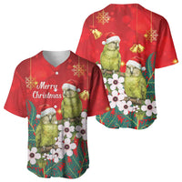 New Zealand Kakapo Christmas Baseball Jersey Owl Parrot Santa Sliver Fern Manuka - Red LT14 - Polynesian Pride
