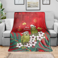 New Zealand Kakapo Christmas Blanket Owl Parrot Santa Sliver Fern Manuka - Red - Polynesian Pride