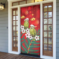 New Zealand Kakapo Christmas Door Cover Owl Parrot Santa Sliver Fern Manuka - Red - Polynesian Pride