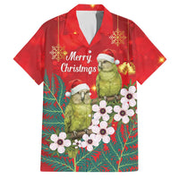 New Zealand Kakapo Christmas Family Matching Long Sleeve Bodycon Dress and Hawaiian Shirt Owl Parrot Santa Sliver Fern Manuka - Red LT14 Dad's Shirt - Short Sleeve Red - Polynesian Pride