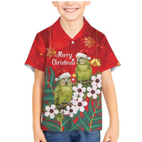 New Zealand Kakapo Christmas Family Matching Mermaid Dress and Hawaiian Shirt Owl Parrot Santa Sliver Fern Manuka - Red - Polynesian Pride