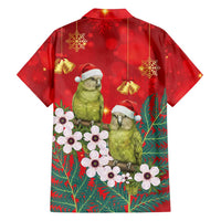 New Zealand Kakapo Christmas Family Matching Off Shoulder Maxi Dress and Hawaiian Shirt Owl Parrot Santa Sliver Fern Manuka - Red - Polynesian Pride