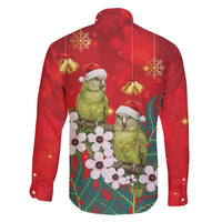 New Zealand Kakapo Christmas Family Matching Short Sleeve Bodycon Dress and Hawaiian Shirt Owl Parrot Santa Sliver Fern Manuka - Red - Polynesian Pride