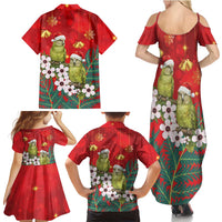 New Zealand Kakapo Christmas Family Matching Summer Maxi Dress and Hawaiian Shirt Owl Parrot Santa Sliver Fern Manuka - Red LT14 - Polynesian Pride
