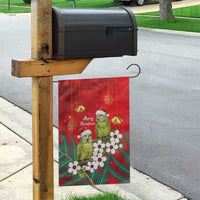 New Zealand Kakapo Christmas Garden Flag Owl Parrot Santa Sliver Fern Manuka - Red - Polynesian Pride