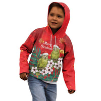 New Zealand Kakapo Christmas Kid Hoodie Owl Parrot Santa Sliver Fern Manuka - Red - Polynesian Pride