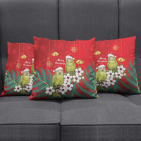 New Zealand Kakapo Christmas Pillow Cover Owl Parrot Santa Sliver Fern Manuka - Red - Polynesian Pride