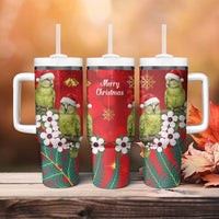 New Zealand Kakapo Christmas Tumbler With Handle Owl Parrot Santa Sliver Fern Manuka - Red LT14 - Polynesian Pride