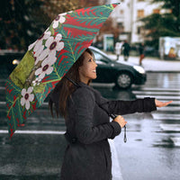 New Zealand Kakapo Christmas Umbrella Owl Parrot Santa Sliver Fern Manuka - Red - Polynesian Pride