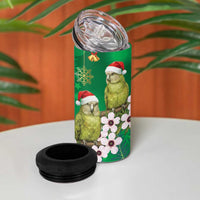 New Zealand Kakapo Christmas 4 in 1 Can Cooler Tumbler Owl Parrot Santa Sliver Fern Manuka - Green - Polynesian Pride