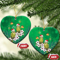 New Zealand Kakapo Christmas Ceramic Ornament Owl Parrot Santa Sliver Fern Manuka - Green - Polynesian Pride