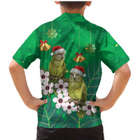New Zealand Kakapo Christmas Family Matching Mermaid Dress and Hawaiian Shirt Owl Parrot Santa Sliver Fern Manuka - Green - Polynesian Pride
