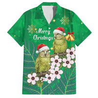 New Zealand Kakapo Christmas Family Matching Puletasi and Hawaiian Shirt Owl Parrot Santa Sliver Fern Manuka - Green - Polynesian Pride