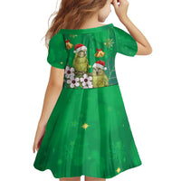 New Zealand Kakapo Christmas Family Matching Short Sleeve Bodycon Dress and Hawaiian Shirt Owl Parrot Santa Sliver Fern Manuka - Green LT14 - Polynesian Pride