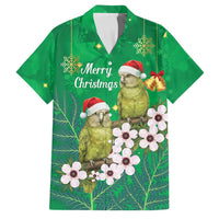 New Zealand Kakapo Christmas Family Matching Summer Maxi Dress and Hawaiian Shirt Owl Parrot Santa Sliver Fern Manuka - Green LT14 Dad's Shirt - Short Sleeve Green - Polynesian Pride