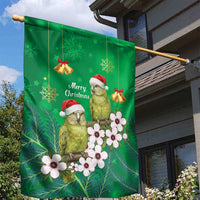 New Zealand Kakapo Christmas Garden Flag Owl Parrot Santa Sliver Fern Manuka - Green - Polynesian Pride