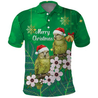 New Zealand Kakapo Christmas Polo Shirt Owl Parrot Santa Sliver Fern Manuka - Green LT14 Green - Polynesian Pride