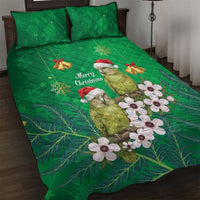New Zealand Kakapo Christmas Quilt Bed Set Owl Parrot Santa Sliver Fern Manuka - Green - Polynesian Pride