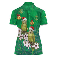 New Zealand Kakapo Christmas Women Polo Shirt Owl Parrot Santa Sliver Fern Manuka - Green LT14 - Polynesian Pride