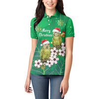 New Zealand Kakapo Christmas Women Polo Shirt Owl Parrot Santa Sliver Fern Manuka - Green - Polynesian Pride