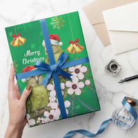 New Zealand Kakapo Christmas Wrapping Paper Owl Parrot Santa Sliver Fern Manuka - Green - Polynesian Pride