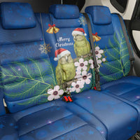 New Zealand Kakapo Christmas Back Car Seat Cover Owl Parrot Santa Sliver Fern Manuka - Blue - Polynesian Pride