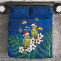New Zealand Kakapo Christmas Bedding Set Owl Parrot Santa Sliver Fern Manuka - Blue - Polynesian Pride